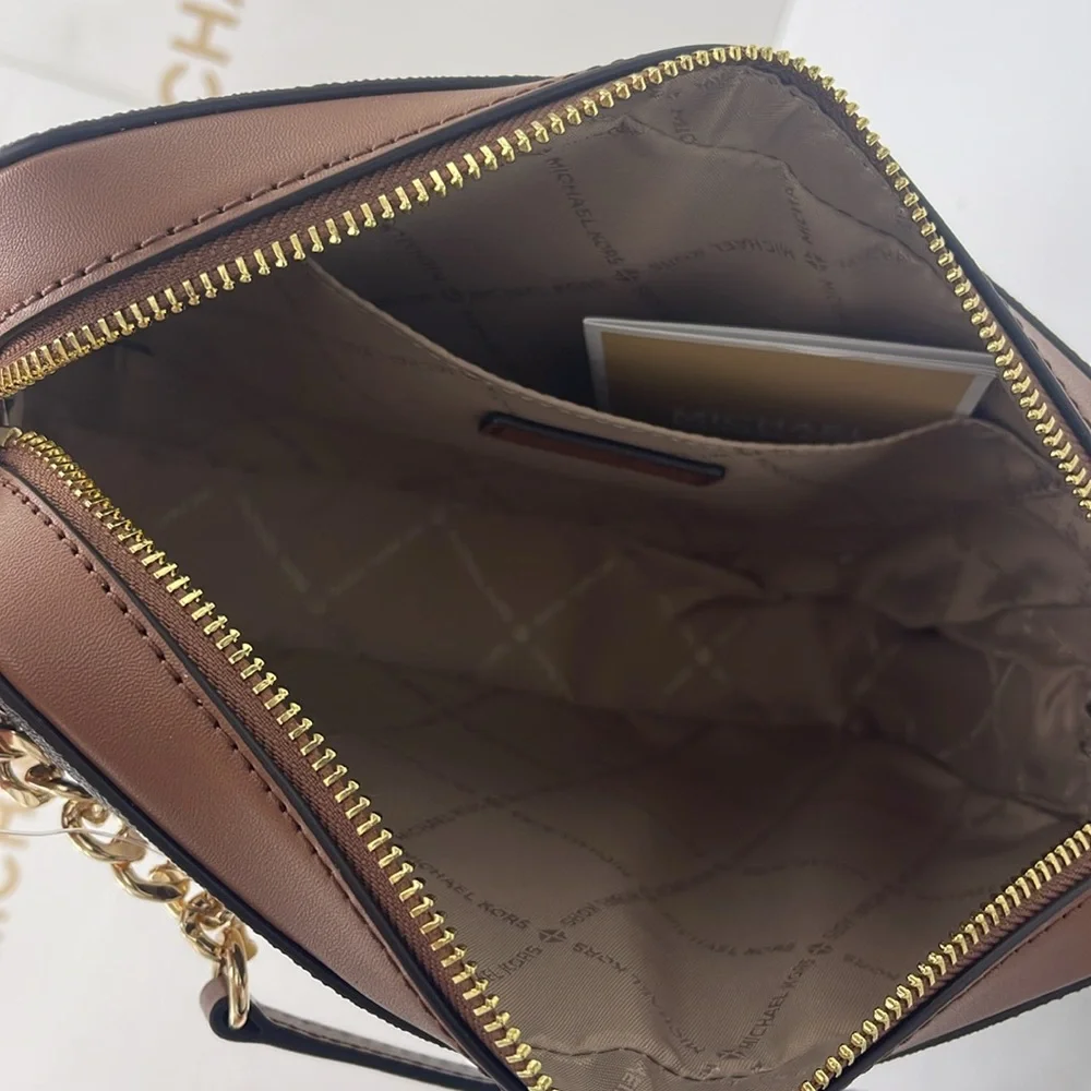 MICHAEL KORS Jet Set Large East West Zip Printed Logo Crossbody Bag Luggage  NWT